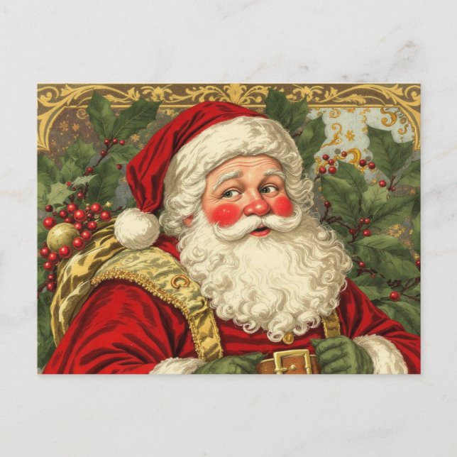 Vintage Christmas Santa Claus Holiday Postcard (Front)