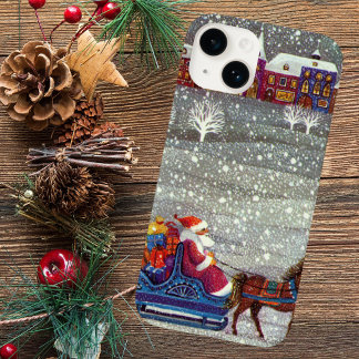 Vintage Christmas, Santa Claus Horse Open Sleigh Case-Mate iPhone 14 Case