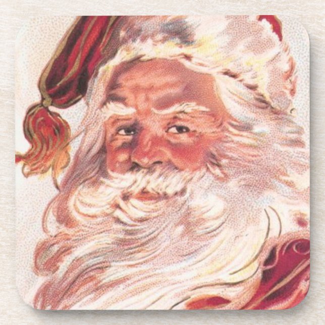 Vintage Christmas Santa Claus Illustration Coaster (Front)