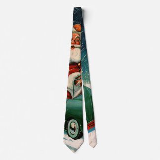 Vintage Christmas, Santa Claus in a Cute Car Tie