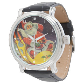 Vintage Christmas, Santa Claus in a Spaceship Watch