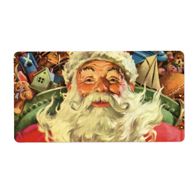 Vintage Christmas Santa Claus in Sleigh with Toys (Front)