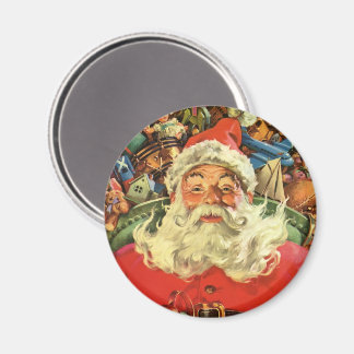 Vintage Christmas Santa Claus in Sleigh with Toys Magnet