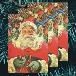 Vintage Christmas, Santa Claus in Sleigh with Toys Wrapping Paper Sheet<br><div class="desc">Vintage illustration Merry Christmas holiday image featuring a jolly Santa Claus flying his sleigh with a sack full of games,  toys and dolls. You can see Santa's long white beard blowing in the wind!</div>
