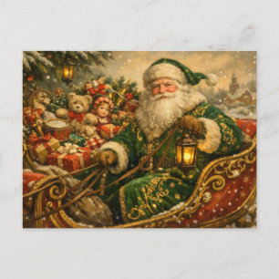 Vintage Christmas Santa Claus in the Sleigh  Holiday Postcard