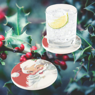 Vintage Christmas Santa Claus, Jolly and Winking Coaster