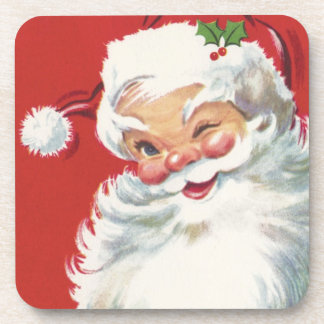 Vintage Christmas Santa Claus, Jolly and Winking Coaster