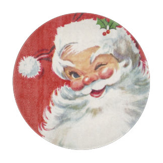 Vintage Christmas Santa Claus, Jolly and Winking Cutting Board
