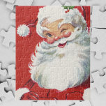Vintage Christmas Santa Claus, Jolly and Winking Jigsaw Puzzle<br><div class="desc">Vintage illustration Christmas holiday design featuring a happy,  jolly Santa Claus wearing a hat and winking as if he has a secret. Ho,  ho,  ho,  Merry Christmas!</div>