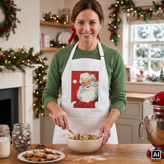 Vintage Christmas Santa Claus, Jolly and Winking Standard Apron