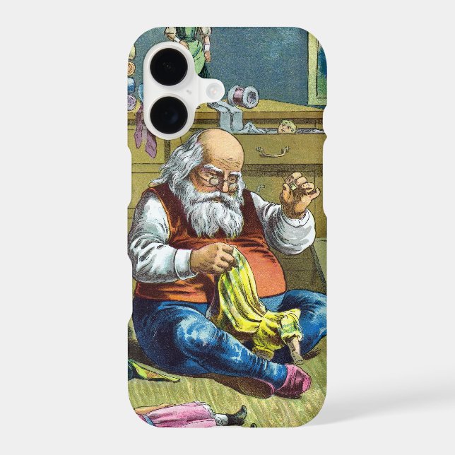 Vintage Christmas, Santa Claus Making Toy Dolls (Back)