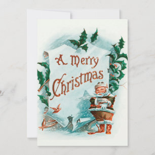 Vintage Christmas Santa Claus Merry Greeting Invitation