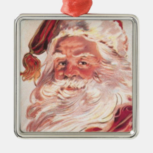 Vintage Christmas Santa Claus Metal Tree Decoration