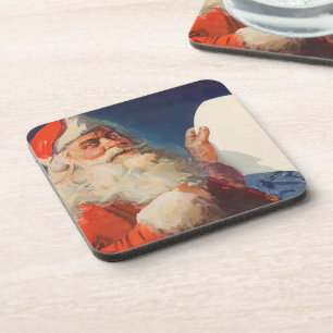 Vintage Christmas, Santa Claus Naughty Nice List Coaster