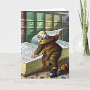 Vintage Christmas, Santa Claus Naughty Nice List Holiday Card