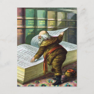 Vintage Christmas, Santa Claus Naughty Nice List Holiday Postcard