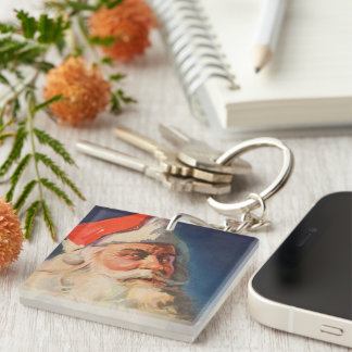 Vintage Christmas, Santa Claus Naughty Nice List Key Ring
