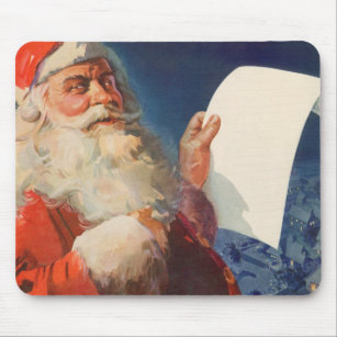 Vintage Christmas, Santa Claus Naughty Nice List Mouse Pad