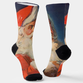 Vintage Christmas, Santa Claus Naughty Nice List Socks