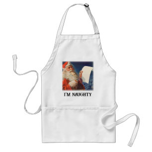 Vintage Christmas, Santa Claus Naughty Nice List Standard Apron