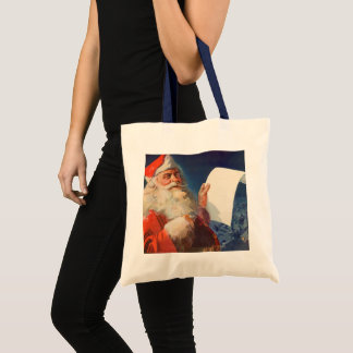 Vintage Christmas, Santa Claus Naughty Nice List Tote Bag