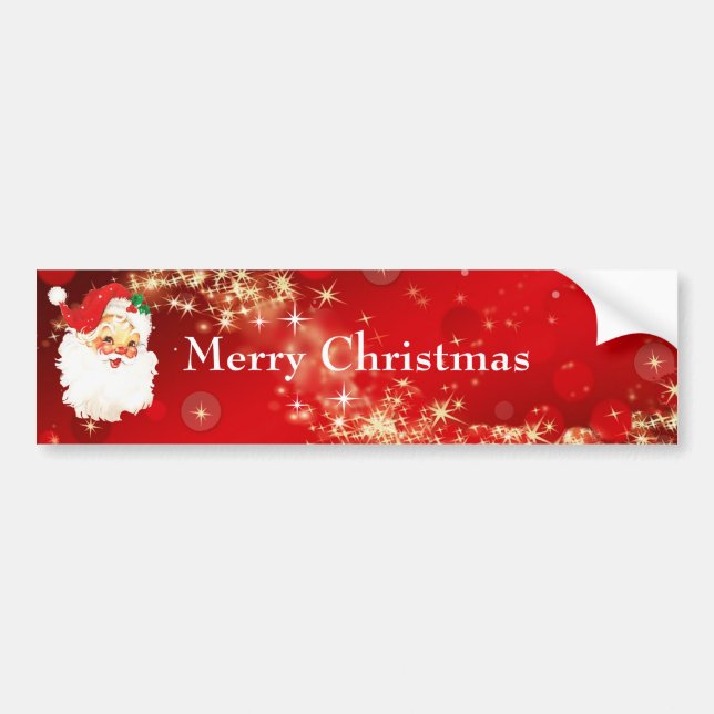 Vintage Christmas Santa Claus on Red Bumper Sticker (Front)