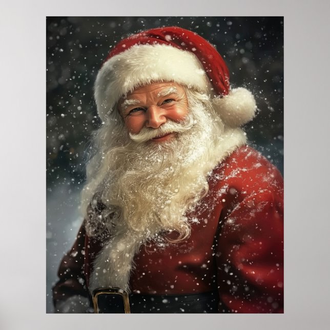 Vintage Christmas Santa Claus Portrait Poster (Front)