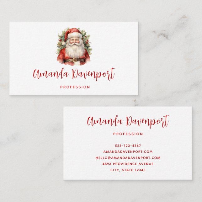 Vintage Christmas Santa Claus Smiling Business Card (Front/Back)