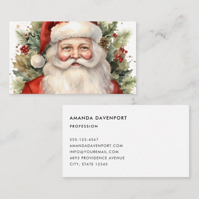 Vintage Christmas Santa Claus Smiling Business Card (Front/Back)