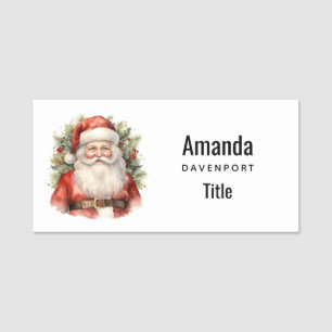Vintage Christmas Santa Claus Smiling Name Tag