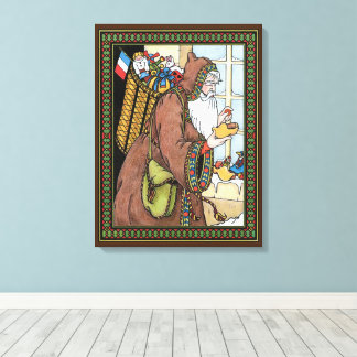 Vintage Christmas, Santa Claus Toys Clogs Shoes Canvas Print