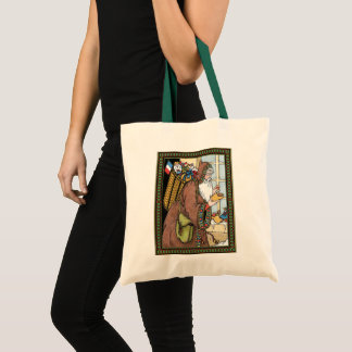 Vintage Christmas, Santa Claus Toys Clogs Shoes Tote Bag