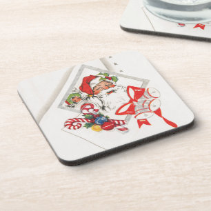 Vintage Christmas, Santa Claus with Candy Canes Coaster