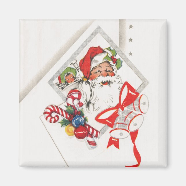 Vintage Christmas, Santa Claus with Candy Canes Magnet (Front)