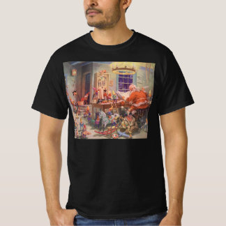 Vintage Christmas, Santa Claus with Elves Workshop T-Shirt