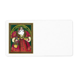 Vintage Christmas, Santa Claus with Holly Leaves