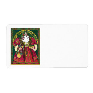 Vintage Christmas, Santa Claus with Holly Leaves