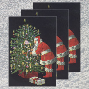 Vintage Christmas, Santa Claus with Presents Wrapping Paper Sheet