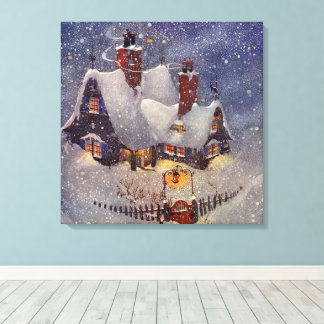 Vintage Christmas, Santa Claus Workshop North Pole Canvas Print