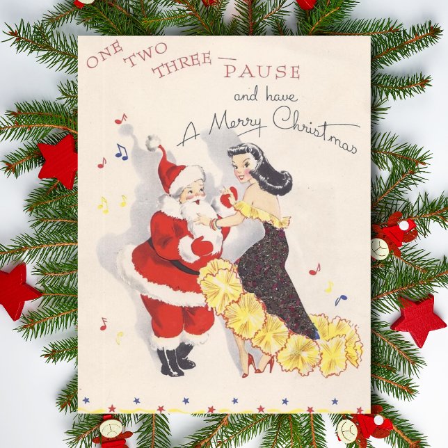 Vintage Christmas Santa Dancing With Girl Holiday Card (Creator Uploaded)