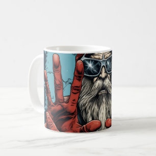 Vintage Christmas Santa Heavy Metal Rock and Roll Coffee Mug