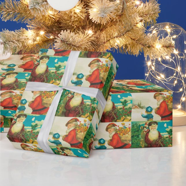 Vintage Christmas Santa Holiday wrapping paper (Holidays)
