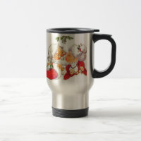 Vintage Christmas Santa Kissing Mrs Claus