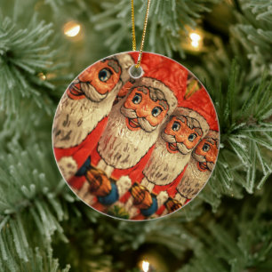 Vintage Christmas Santa Paper Mache Ceramic Tree Decoration