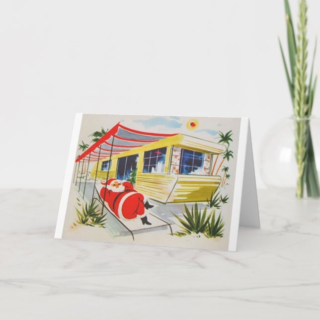 Vintage Christmas - Santa Relaxing, Holiday Card (Front)