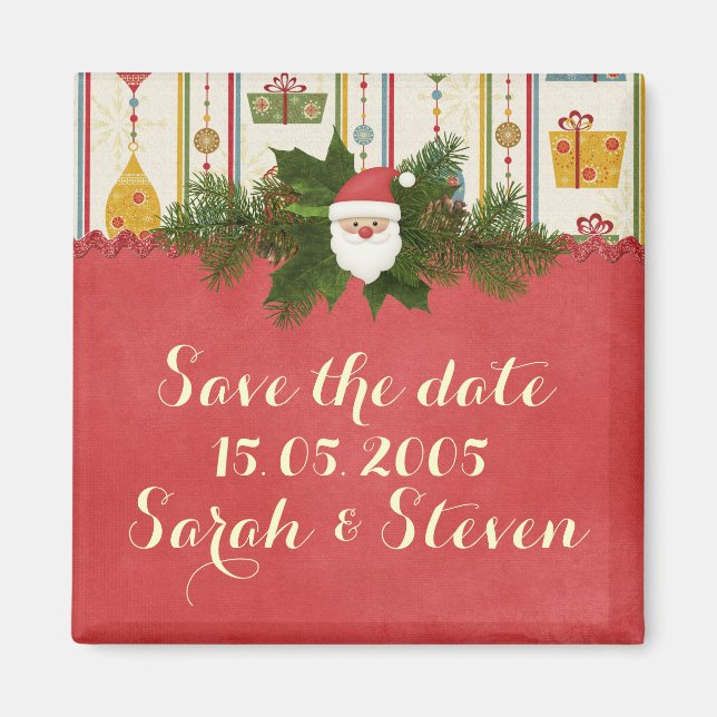 Vintage Christmas Santa Save the date Magnet (Front)
