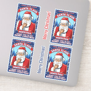 Vintage Christmas Santa Says Merry Christmas