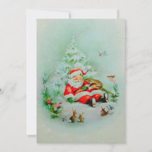 Vintage Christmas Santa Sleeping Holiday Card