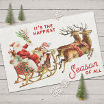 Vintage Christmas Santa Sleigh and Reindeer Tissue Paper<br><div class="desc">Sweet vintage santa riding a sleigh and pulled by two reindeer.</div>