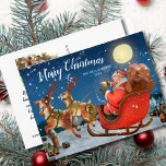 Vintage Christmas Santa Sleigh Custom Family Photo Postcard<br><div class="desc">Celebrate the season with this Christmas postcard featuring a vintage Santa illustration on the front and a custom personal note and your photo on the backside.  Easily delete these options.  This postcard is sure to bring a smile to both friends and family.</div>
